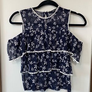 TFNC London sheer blue tank top